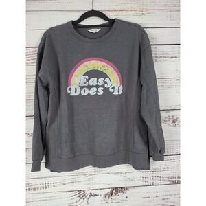 Wild Fox Sweatshirt M Womens Grey Crew Neck Rainbow Long Sleeve Pullover
